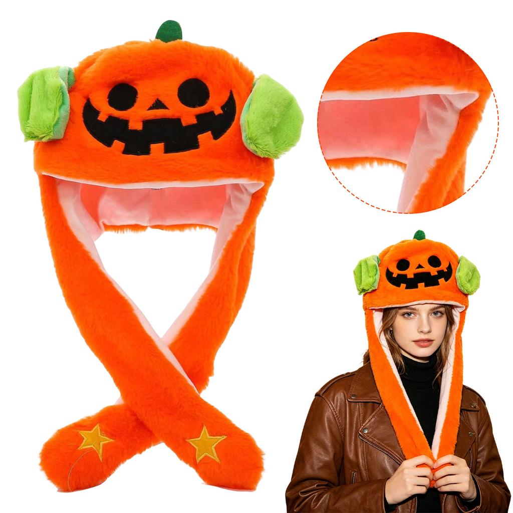 Halloween Novelty Plush Hat with -Activated Moving Ears for Costume Parties