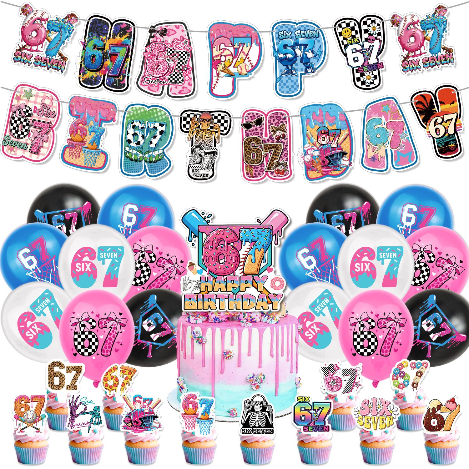 

Baseball Donut Ice Cream Six Seven Party Decorations, Themed Party Decorations Set Banner, Cake Topper, Cupcake Toppers, Ballons