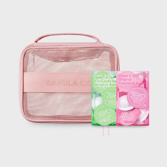 [SET] Pink Square Travel Pouch + Cleansing Balm Travel Kit (3mlx16)