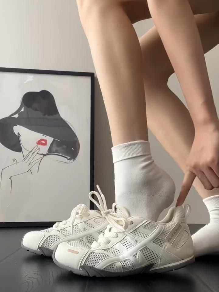 Summer Treasure~ Korean version niche inner height increase mesh thin breathable retro Forrest Gump shoes women's sports shoes Dexun shoes