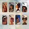 Afro Black Girls Cartoon Phone Case For 17 16 15 14 13 12 11 Mini XS XR X 6S 6 Pro Max Plus Black Soft Cover