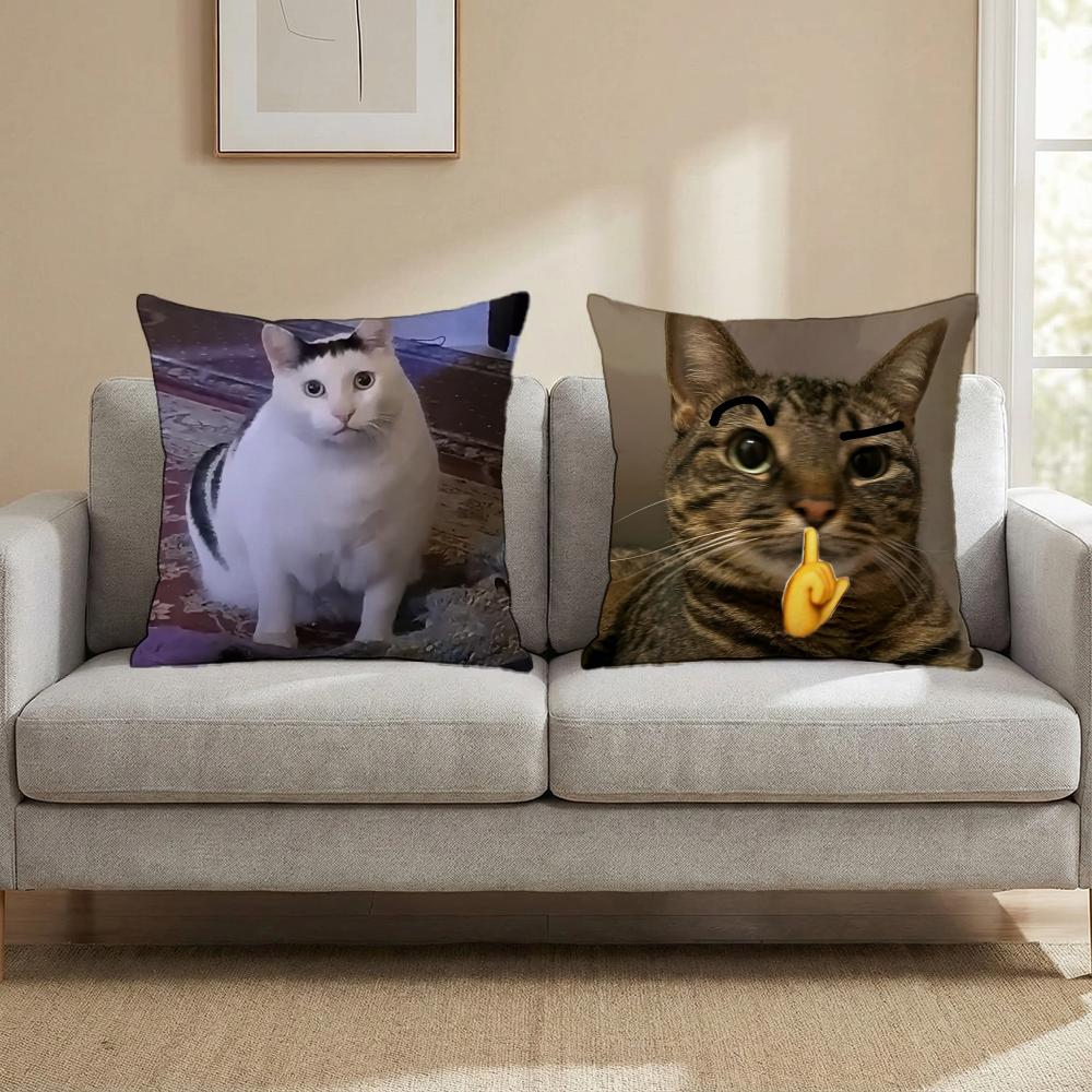 Pet Cat Funny memes Cushion Cover Multi-Scene Pillow Cover for Home & Car - Reversible, Soft & Durable for Daily Use