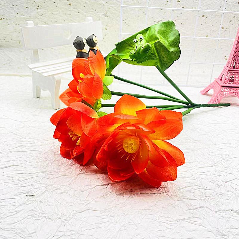 Flowers Elegant Three Lotus Artificial Bouquet For Wedding And Photoshoot