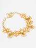 Gold-Plated White & Peach Stone-Studded & Beaded Handcrafted Bracelet