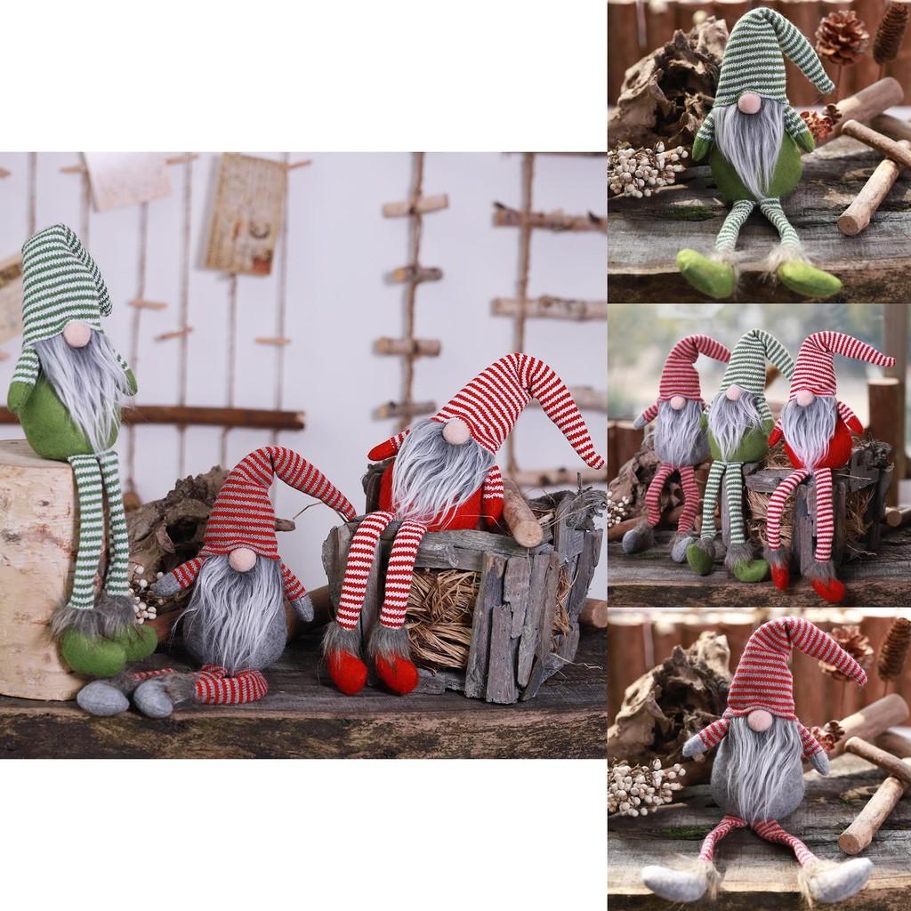 Bedårande randig hatt hängande benlös ansiktslös docka figurin för festlig juldekoration