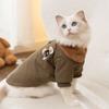 Autumn and winter pet jacket thickened warm cat bear embroidered lapel cotton coat dog can pull cat clothes
