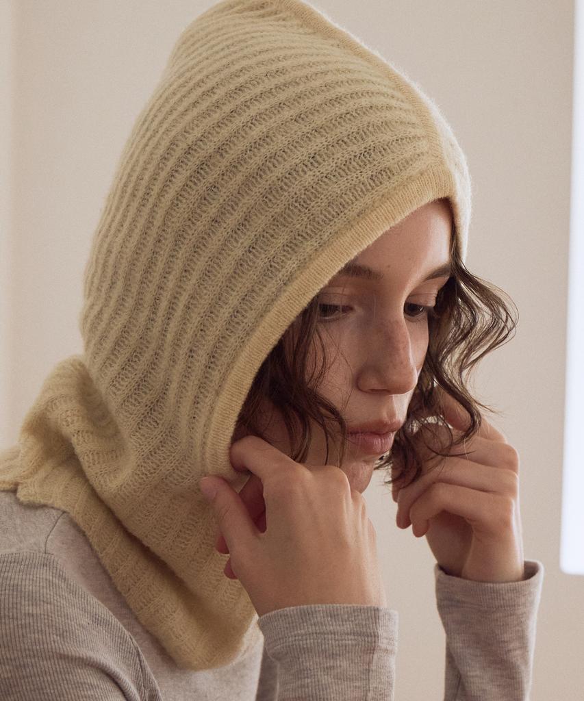 BENSIMON Wool Knit Balaclava - Butter Cream