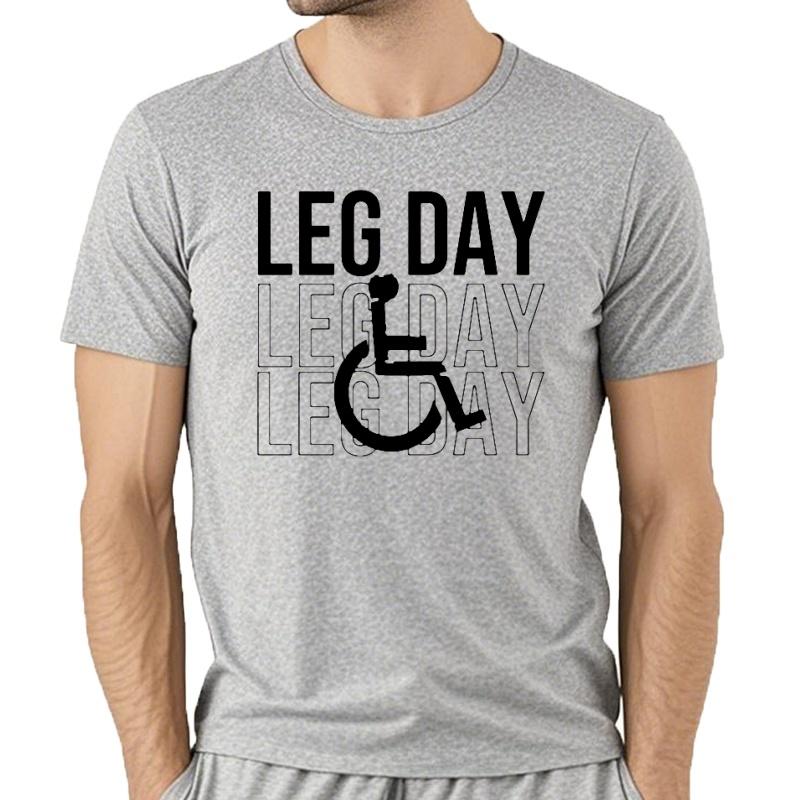 Camiseta SarcáStica Divertida Fitness Gimnasio Hombre Novedad Pierna DíA GráFico Impreso Camiseta Casual Suelta Moda C