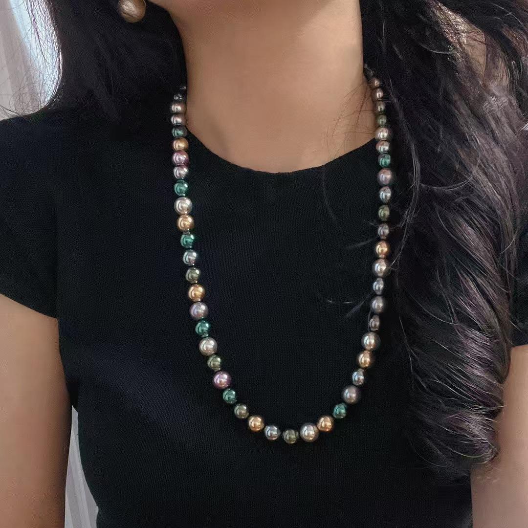 

Vintage Morandi Malachite Green Tahitian Faux High Quality Pearl Necklace Sweater Chain