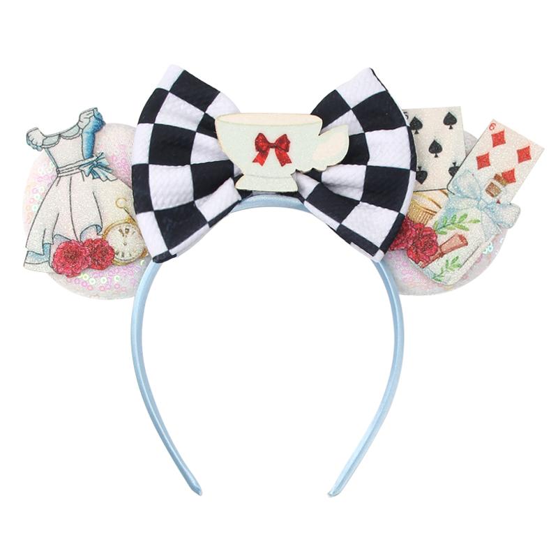 Halloween Mouse Ears Headband Sequins Bow Hairband For Women Featival Party DIY Hair Accessories Boutique