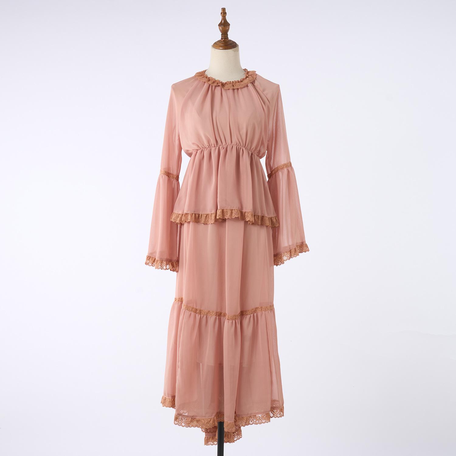 

Женское платье с длинным рукавом и приталенным силуэтом с цветочным узором Маргаритки , Осень 2025 L розовый