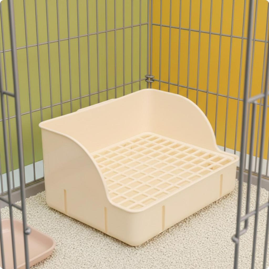 Kaninchen-Katzentoilette mit Gitter Stabil für Kaninchen