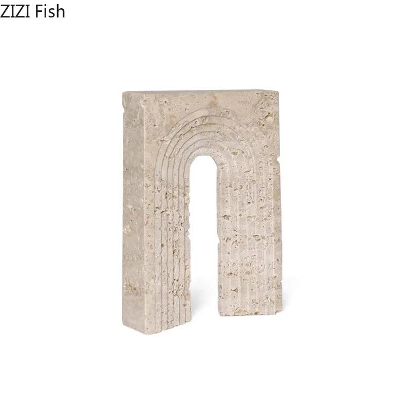 Ornements Géométriques Porte en Pierre Rétro Artisanat Moderne Décoration de Bureau Statue Créative en Résine Boule de Pierre Œuvre d'Art Décor Esthétique de Pièce