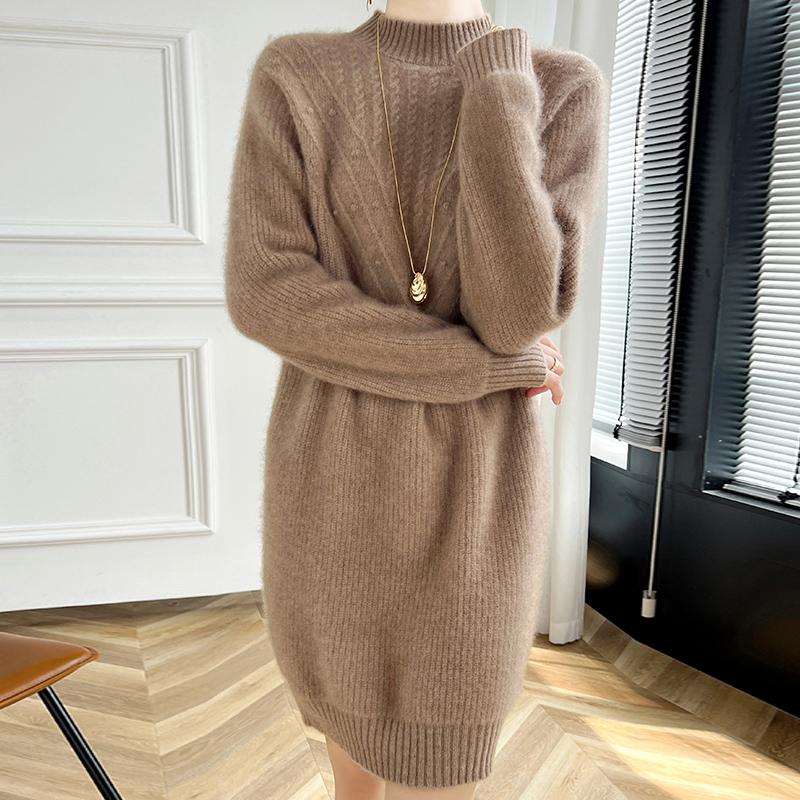 Rochie damă din cașmir Qinghe cașmir 30% cașmir 70% lână toamnă și iarnă fustă cașmir moale și caldă