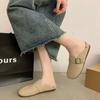 Retro buckle bag head half drag women wear spring new soft bottom lazy soft bottom flat bottom slippers women