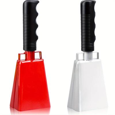 1pc Iron Cowbell with Handle Hand Percussion Cowbells Red White Cow Bells Cheering Bell Atmosphere of The Group