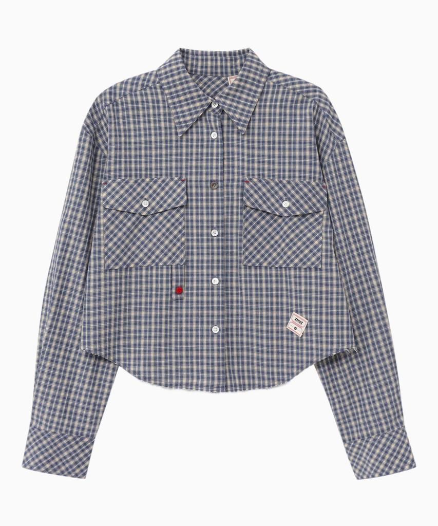 Jenyujeu Z Crop Check Shirt - Blue