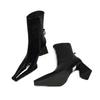 Autumn/Winter New Style Luxury Small Square Head Thick Heel Short Boots High Heel Shoes Trendy Boots Boots Zapatos Mujer