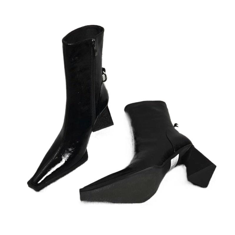 Fashion Autumn/Winter New Style Luxury Small Square Head Thick Heel Short Boots High Heel Shoes Trendy Boots Fashion Boots Zapatos Mujer