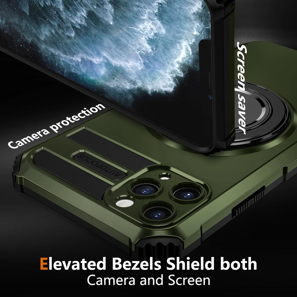 Etui na iPhone'a 15 14 13 12 11 Pro Max Magnetyczny uchwyt pierścieniowy Ochronne podstawki Magsafe Len Full Mirror Cover Obudowy Kickstand