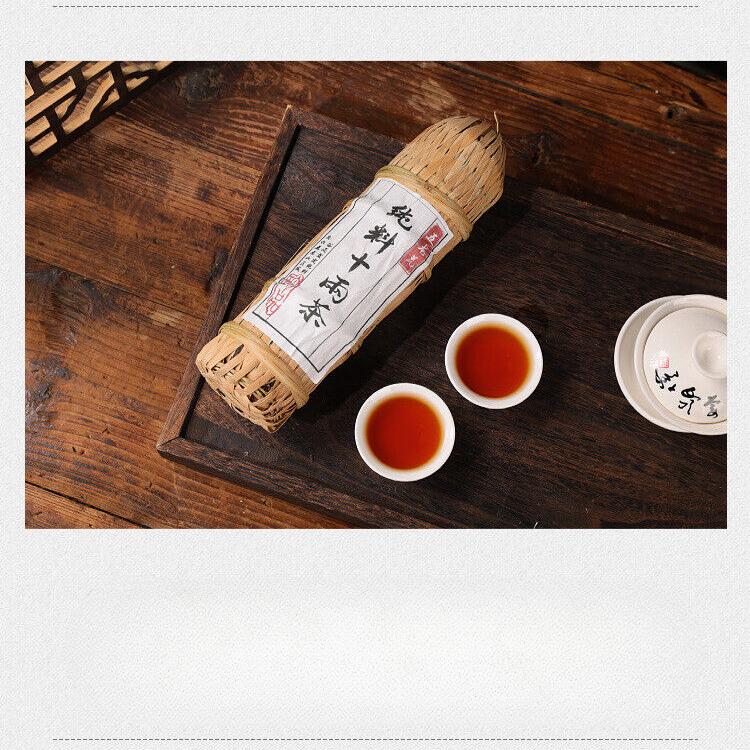 362g Black Tea Tientsin Raw Material Anhua Black Tea Flower Roll Aged Old Tea