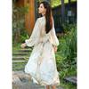 Elegant Spring 2025 Women's Slimming Bubble Sleeve Mulberry Silk Dress