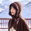 Full Coverage Knitted Hooded Scarf Hat Knit Fabric Winter Beanie Hat New Knit Hood Scarf