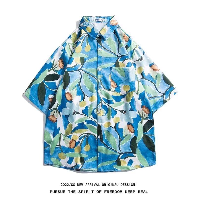 Men'S Retro Shirt, Men'S Summer Outfit, Student Loose Fit, Niche Design, Casual Men'S Top, Outerwear, Beach Top