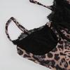 Women's Fashion Sexy Halter Leopard Print Lace Patchwork Receiving Waist Slimming Dress