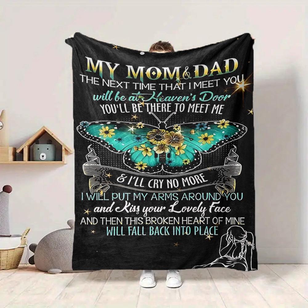 1pc Mom & Dad Memorial Quote Blanket - Perfect Gift for Birthdays, Christmas & Halloween- Soft, Warm & Versatile Yy250909101