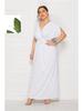 Plus Size Women’s Solid V-Neck Evening Dress, Sexy Loose Fit with Large Hem