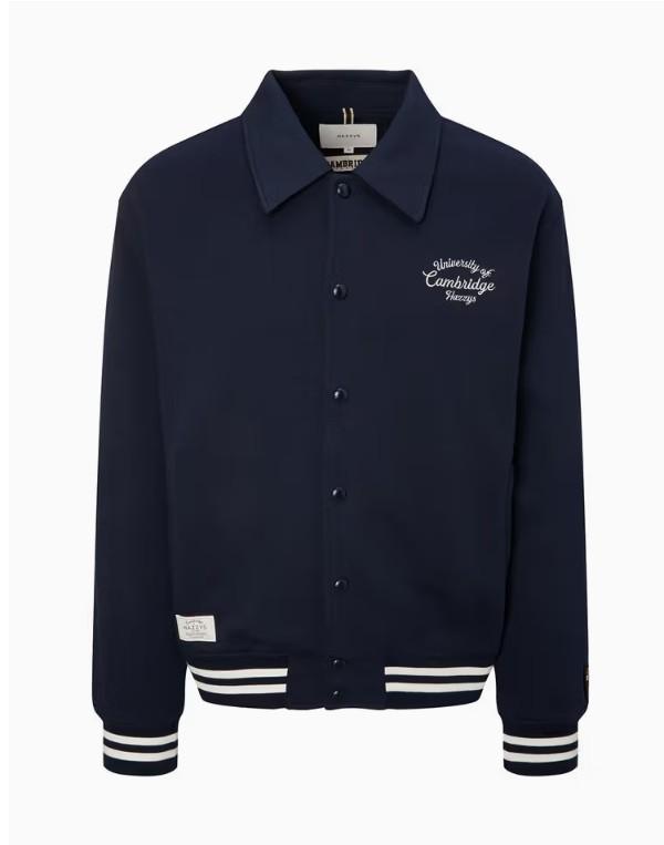 CAMBRIDGE UNIVERSITY [25Fw][Hazzys X Cambridge] Navy Logo Embroidered Varsity Jacket