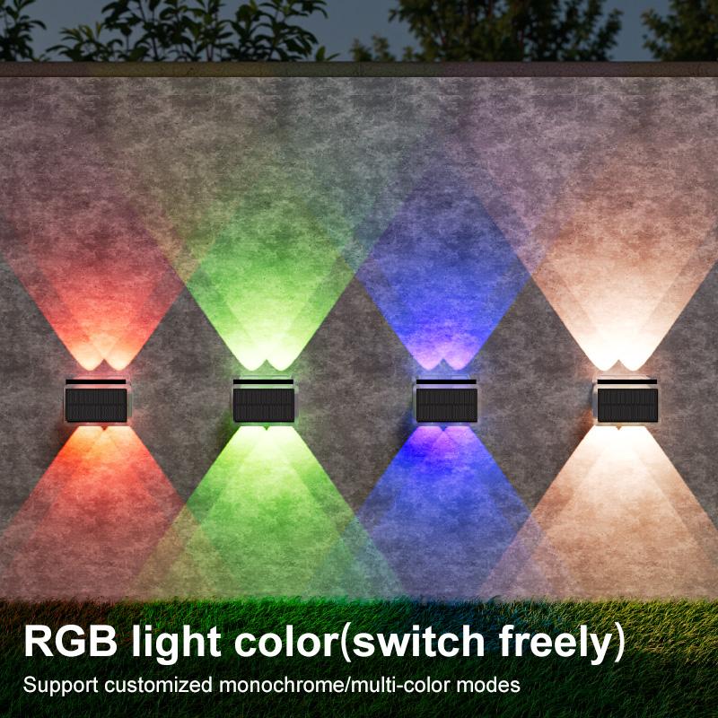 4LED Solar Fence Lights Outdoor Waterproof Super Bright Up & Down Lighting Solar Powered Wall Spotlight for Garden Yard Pathway