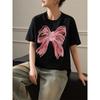LanZhi Women's Premium Loose-Fit Cotton T-Shirt with Bowknot