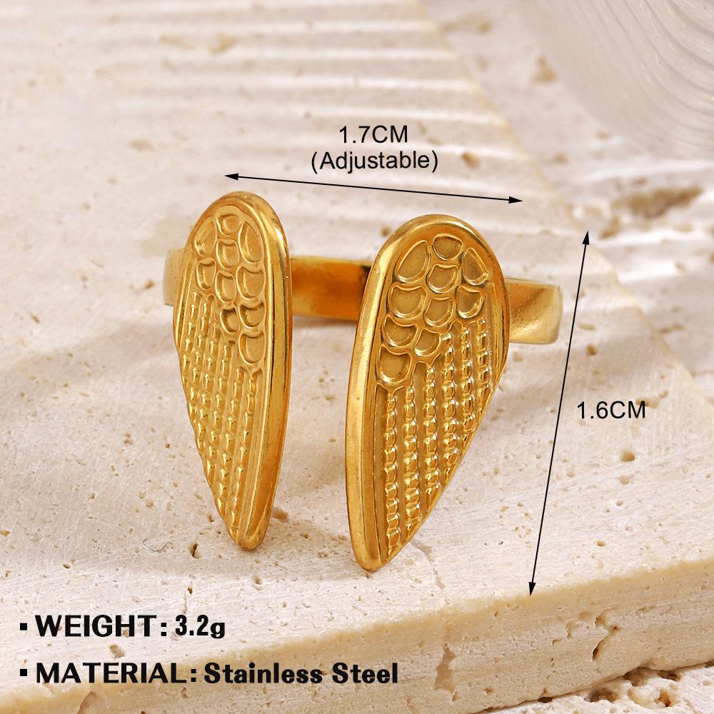 European & American Fashion Stainless Steel Heart-Shaped Geometric Ring - French Retro Style