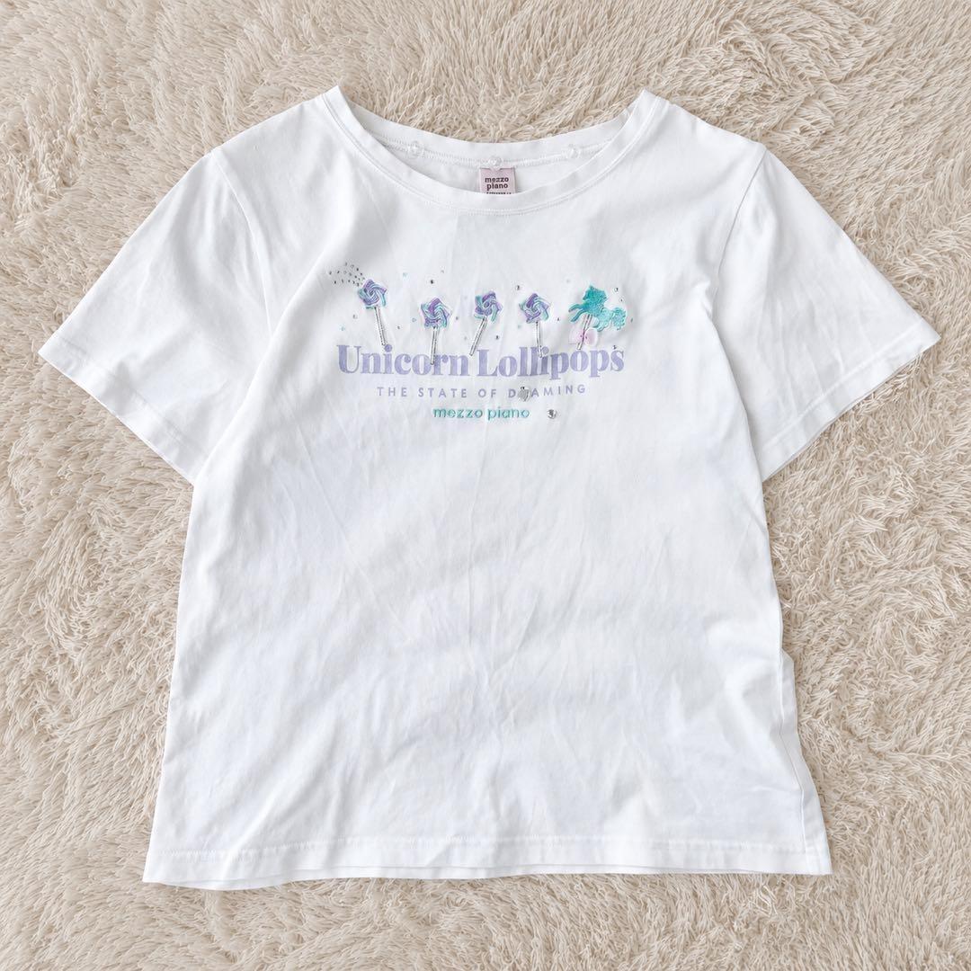 Mezzopiano Junior T-shirt White M 150cm Bijou Unicorn Cotton Summer L