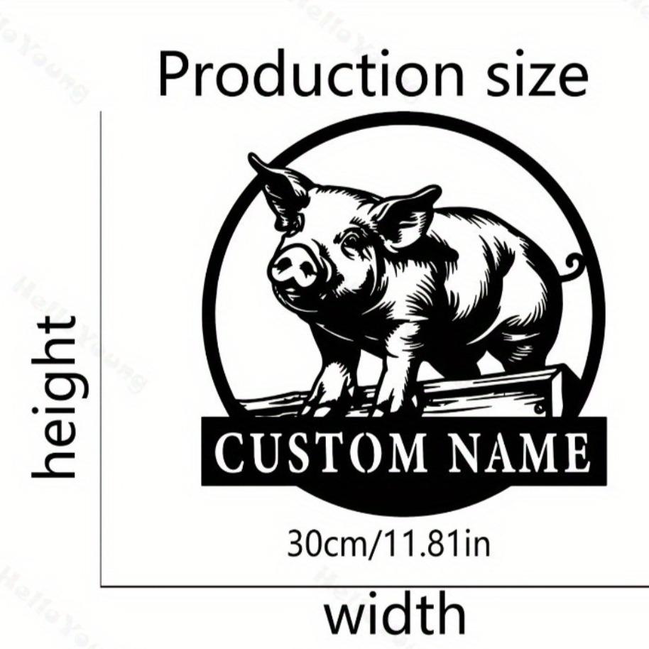 Customizable Metal Pig Silhouette Wall Art, Family Name Sign for Farmhouse, Home Garden Holiday Decor