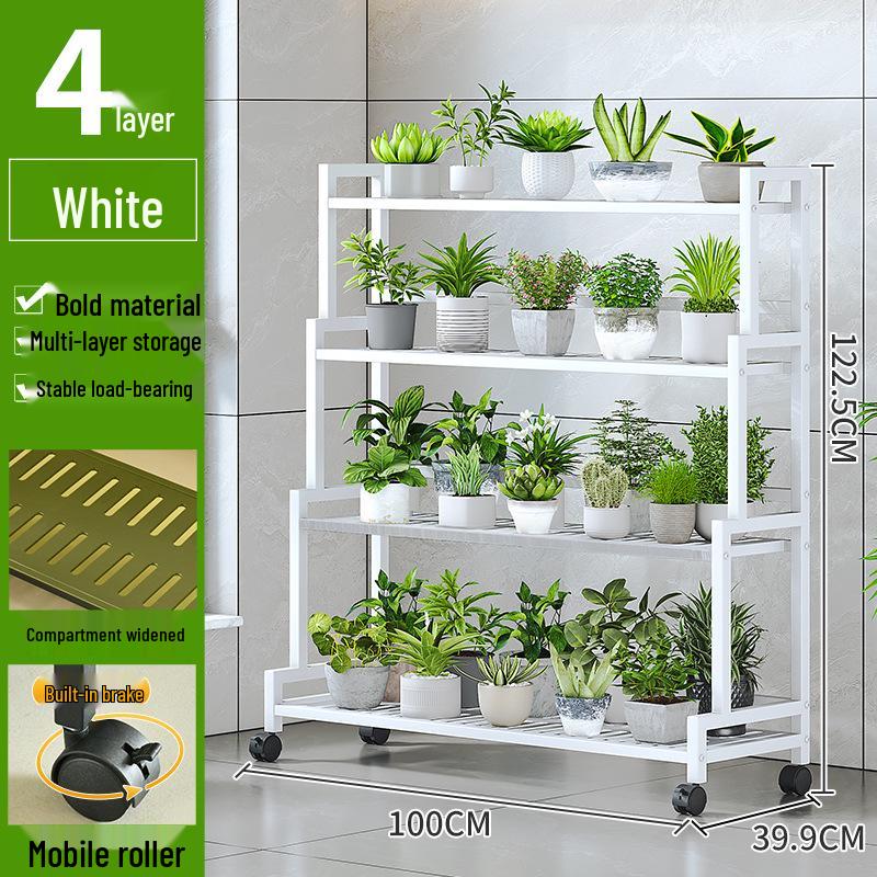 Modern Multi-Layer Wrought Iron Flower Stand & Storage Rack for Balcony & Living Room