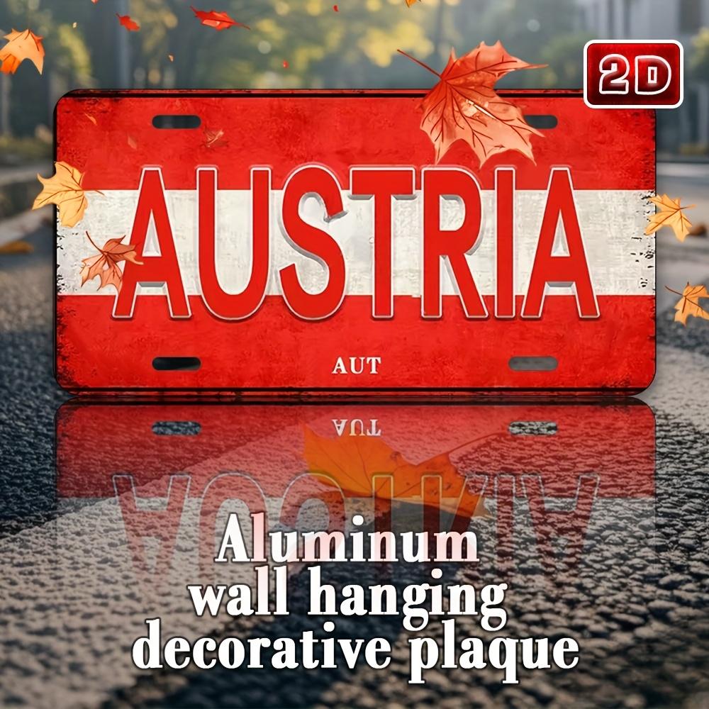 D Flat pc AustriaThemed Aluminum Metal Sign with UV Printing xcmxin VintageStyle Wall Art for IndoorOutdoor