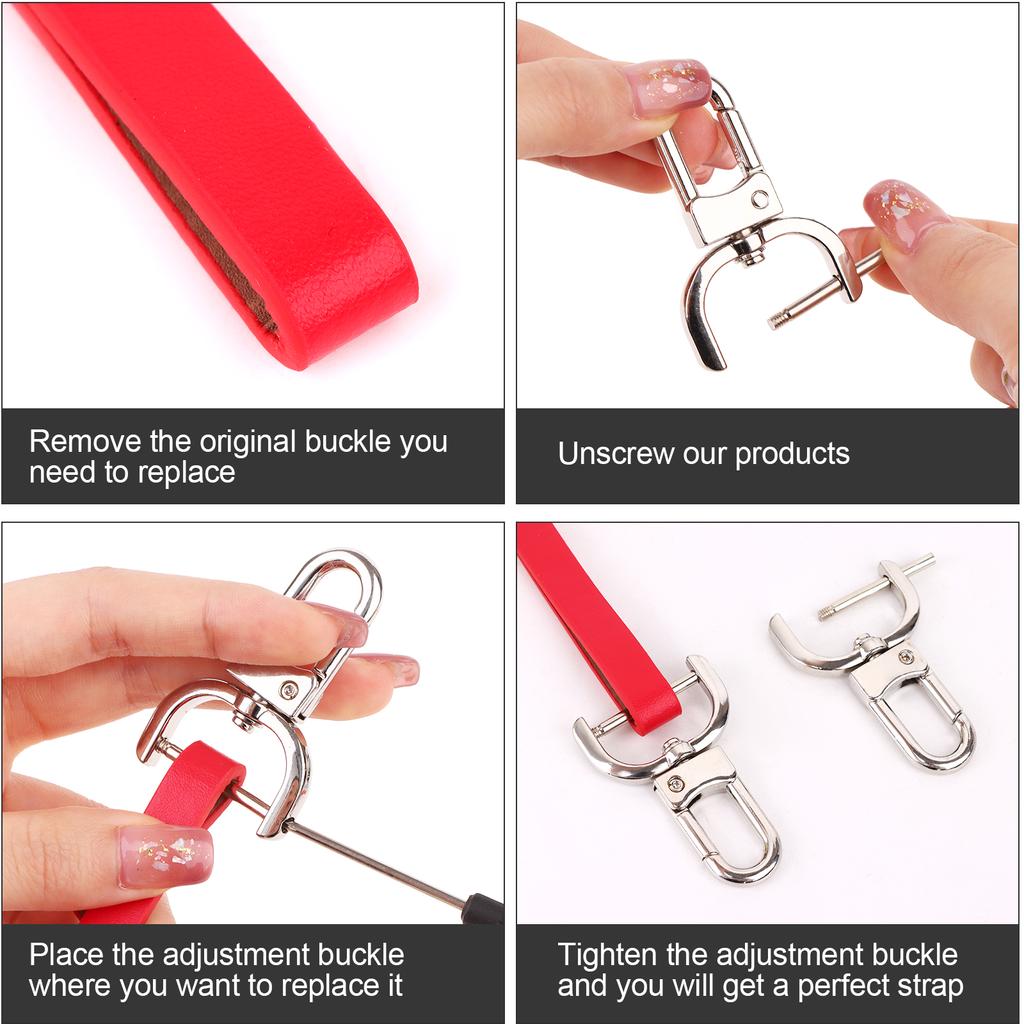 6 Pieces Detachable Snap Hook Purses Clasps With Screw Bar Replacement D-Rings