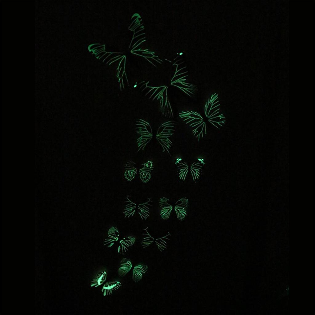 12Pcs Butterfly Stickers Decorative Luminous 3D Butterfly Wall Decals for Doors