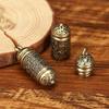 Keychains Brass Buddha Sutra Cylinder Pendant Keychain Hanging Necklace Jewelry Pill Box Medicine Case Container Bottle