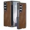 For Samsung Galaxy Z Fold 6 Phone Case With S Pen Holder, Hinge Protector and Screen Protector PU Leather Matte PC-Brown