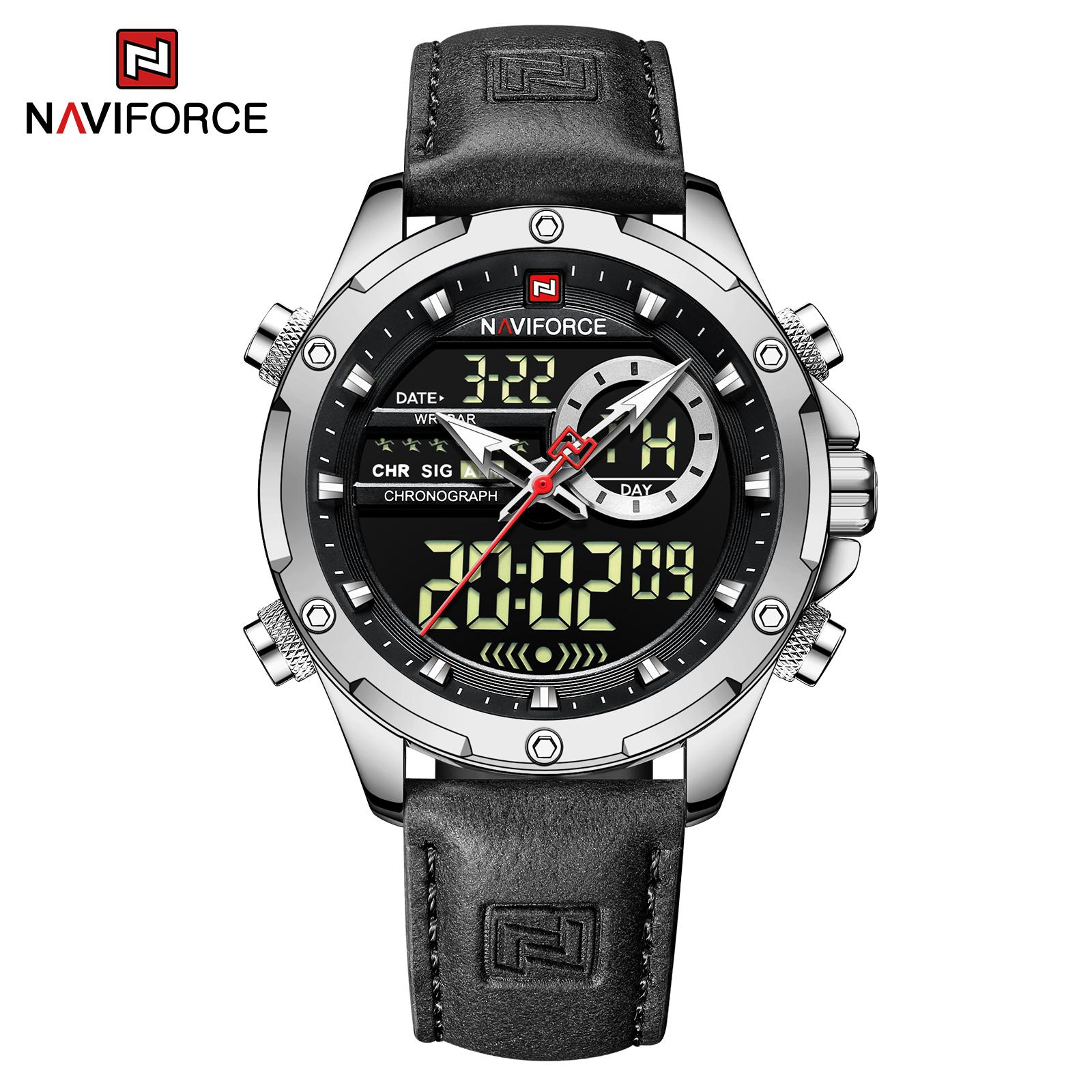 NAVIFORCE 9208 Superior Top Quality Fashion Fancy Design Best Selling Price Morden Style Man Quartz Watch Genuine Leather Strap