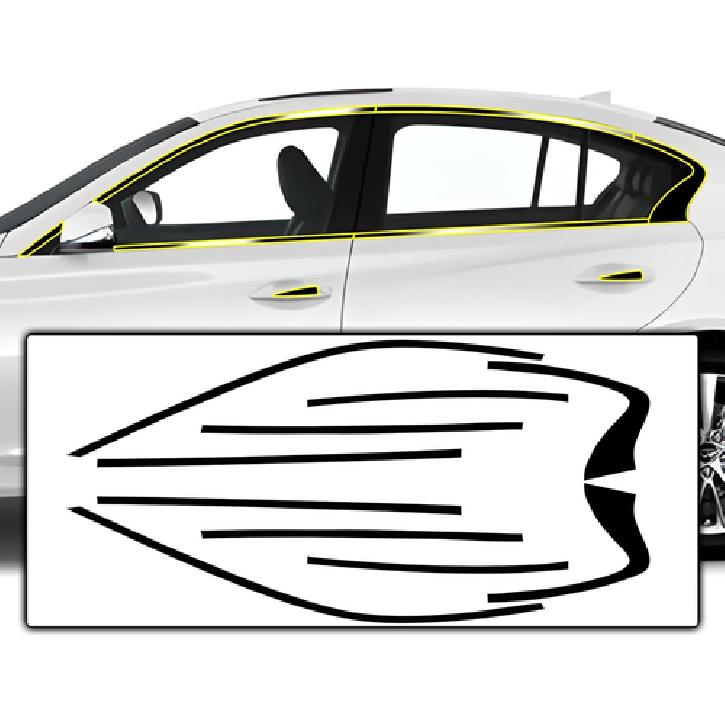 Gloss Black For 14-24 Infiniti Q50 Chrome Delete Side Window Vinyl Trim Blackout