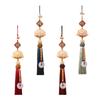 Lotus Car Rearview Mirror Charm Pendant Chinese Feng Shui Decor Wood Carving Tassel Car Hanging Decoration Dangling Ornament