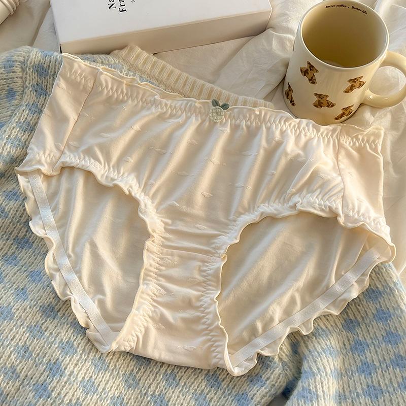 Plus Size Briefs Women's Panties Solid Color Hip Lift Mid-waist Breathable Macaron Cute Underwear