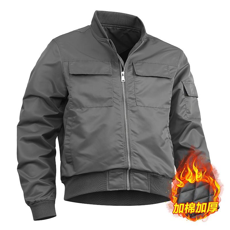Mens Bomber Jacket With Baseball Collar Oversized Fit Large Pockets Windproof Water-Resistant Fall Casual Outerwear
