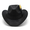 Western Cowboy Hat Feather Woolen Jazz Top Hat Men And Women Ethnic Style Felt Hat Big Eaves Hat