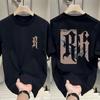 Summer Men's Casual Double R Letter Printed 100% Pure Cotton T-shirt, Comfortable and Breathable Short-sleeved Top
